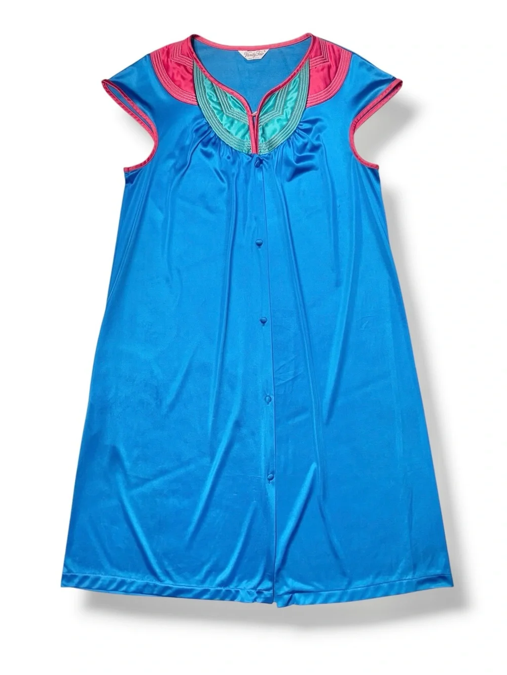 VANITY FAIR Colorblock Quilted Housecoat Nightgown Size Small VINTAGE 70s 80s
